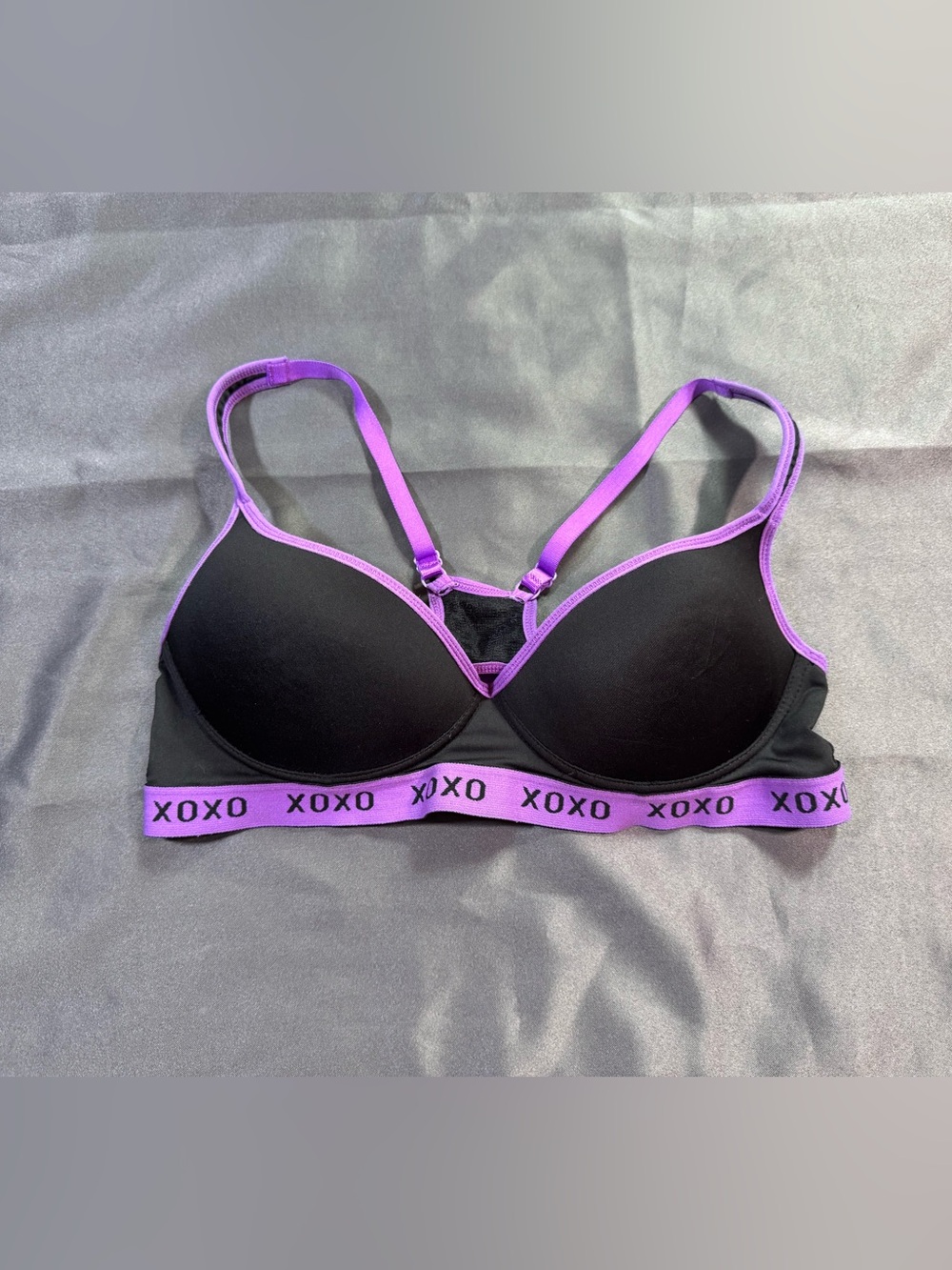 XOXO Black Bra with Purple Trim and Band
